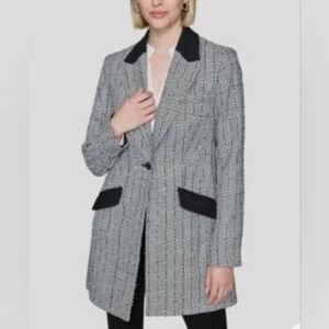 Karl Lagerfeld Paris Plaid Black and Gray Blazer Size 12 NWOT P2P 20